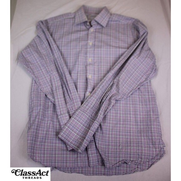 Charles Tyrwhitt Men’s Dress Shirt Classic Fit Blue Green Check 16 - 35 - Picture 1 of 9